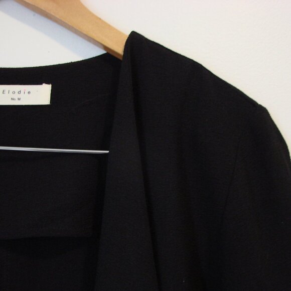 Elodie Black Open Front Blazer Jacket Business Draped Collar Size Medium - Picture 4 of 8